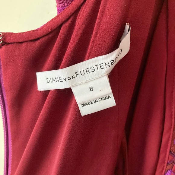 Diane Von Furstenberg Strapless Purple Sheath Dress Dress Red Lace - Picture 11 of 14